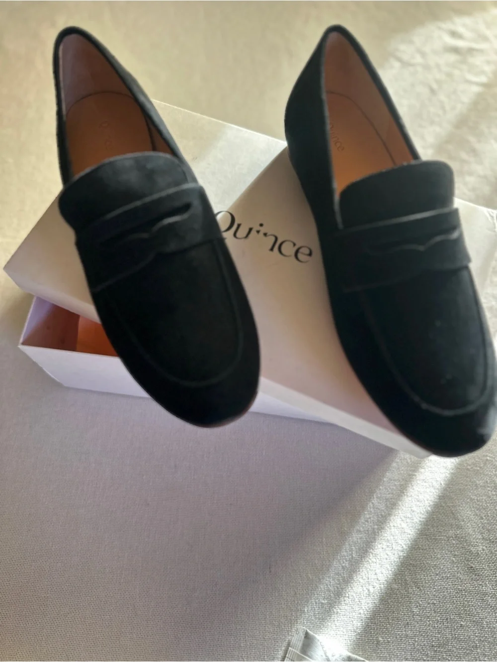 Quince Italian Suede Penny Loafers Black  New In Box Flats | 9
